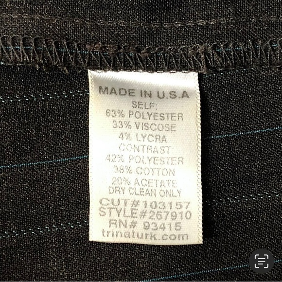 Trina Turk size 4 Dark Gray & Turquoise Pinstripe Wide Leg Pants - Picture 9 of 14